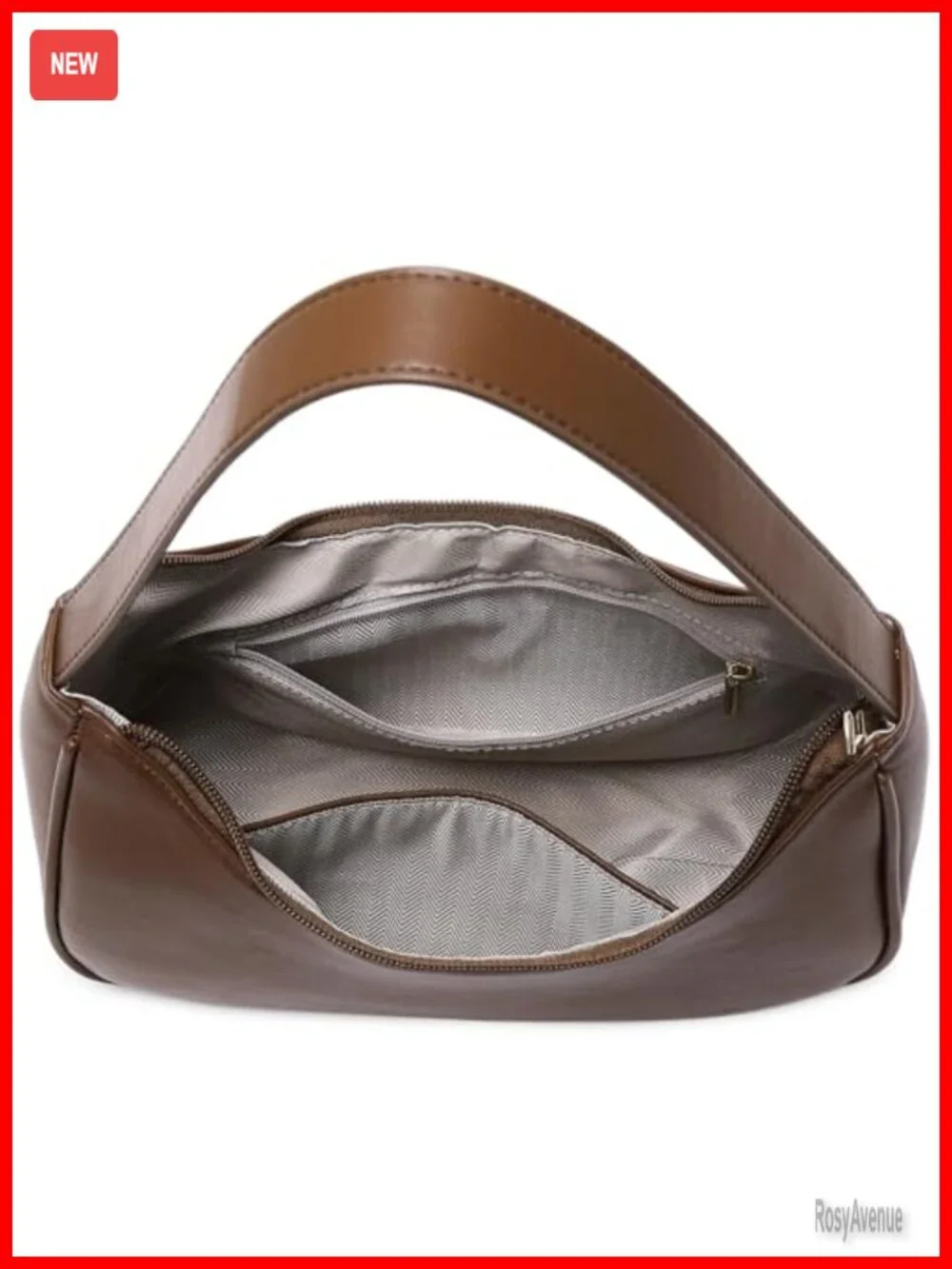 Lightweight PU Leather Hobo Shoulder Bag with Zipper Closure